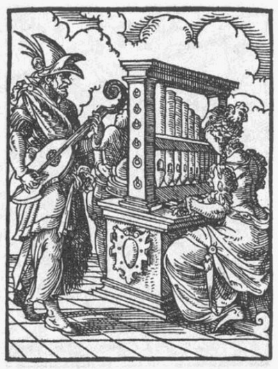 Gravure d'une organiste - 1568